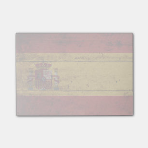 Spanienflagge auf alter Holzmaserung Post-it Klebezettel