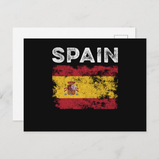 Spanienflagge beschädigt - Spanische Flagge Postkarte (Vorne/Hinten)
