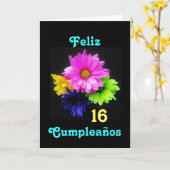 Spanisch: 16 anos! Margaritas-Neon - B-tägig Karte (Gelbe Blume)
