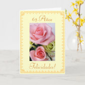 Spanisch: 65. Geburtstag. Cumpleanos: 65 anos Karte (Gelbe Blume)