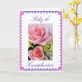 Spanisch: 70 anos/Geburtstags-Rosen Karte (Gelbe Blume)