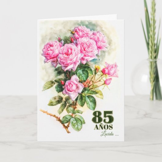 Spanisch 85. Geburtstag Vintage Rose Garten Name Karte (Vorderseite)