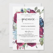 Spanisch Agate Burgundy, Berry Floral Quinceañera Einladung (Vorderseite)