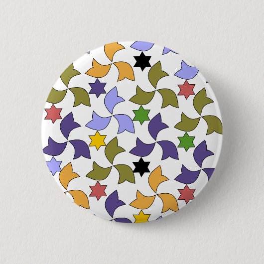 Spanisch-Alhambra-Art Fliesen-Mosaik-Muster Button (Vorderseite)