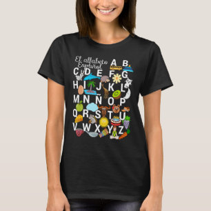 Spanisch Alphabet Briefe mit Bildern. Denken Sie a T-Shirt