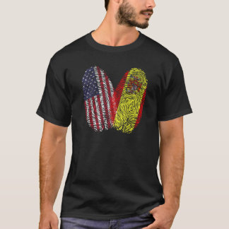 Spanisch American Flag Fingerprint Spanien T-Shirt