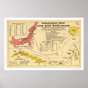 Spanisch American War Map 1898 Poster