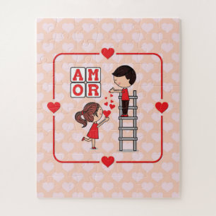 Spanisch Amor Valentine Liebe Drop Hearts Puzzle
