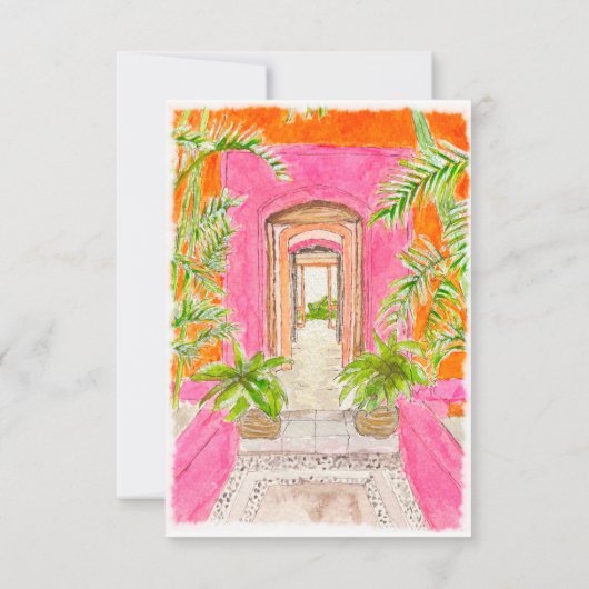 Spanisch, Aquarell mexikanische Hochzeit in Urlaub Dankeskarte (Rückseite)