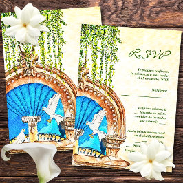 Spanisch, Aquarellfarbe Altes Mexiko RSVP Karte