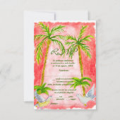 Spanisch, Aquarellfarbenpaint Tropical Coral RSVP  Dankeskarte (Vorderseite)