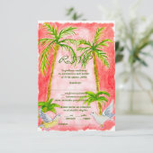 Spanisch, Aquarellfarbenpaint Tropical Coral RSVP  Dankeskarte (Stehend Vorderseite)