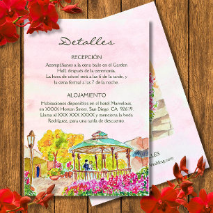 Spanisch, Aquarellstadt Kiosk Mexiko Hochzeit Begleitkarte