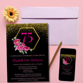 Spanisch Atemberaubend Black Gold & Pink 75. Gebur Einladung