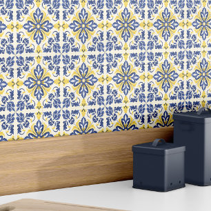 Spanisch Azulejo Modernes Elegantes Blau Gelb Fliese
