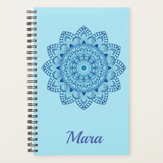 Spanisch Azulejo Tile Art Design Blue Mandela Planer (Vorderseite)