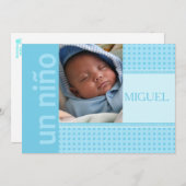 Spanisch Baby Boy Birth Ankündigung (Vorne/Hinten)
