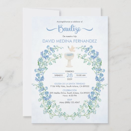 Spanisch Bautizo Einladung Niedlich Chalice Taufe (Vorderseite)