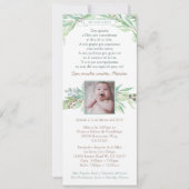 Spanisch Bautizo für Junge, Frühling Blätter Grün Einladung (Vorderseite)