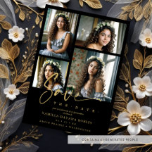Spanisch Black Trendy Quinceañera Collage 4 Fotos