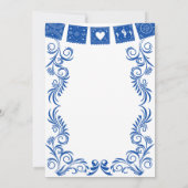 Spanisch blaue Talavera-Rahmen Nuestra Boda Einladung (Rückseite)