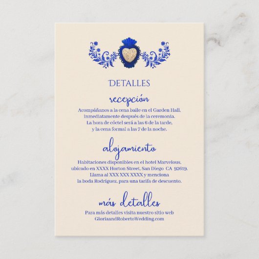 Spanisch, Blauer Champagner - Mexikanisches Hochze Begleitkarte (Vorderseite)
