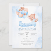 Spanisch Blue Bear Baby Dusche Einladung (Vorderseite)