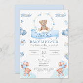 Spanisch Blue Bear Baby Dusche Einladung (Vorne/Hinten)
