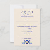 Spanisch Blue Milagro Herz Mexican Wedding RSVP Karte (Vorderseite)