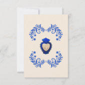 Spanisch Blue Milagro Herz Mexican Wedding RSVP Karte (Rückseite)