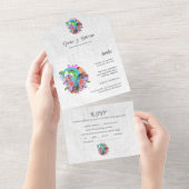 Spanisch, Blume Herz Mexikanisch Hochzeit All In One Einladung (Abreißen)