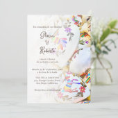 Spanisch, blumenfarbenes Herz, mexikanische Hochze Einladung (Stehend Vorderseite)