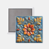 Spanisch-Blütenorange und Blau Magnet (Vorderseite/Rückseite)