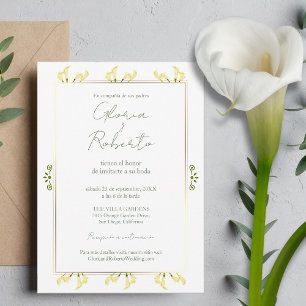 Spanisch, Boda Alcatraces Oro Minimalistische Hoch Einladung