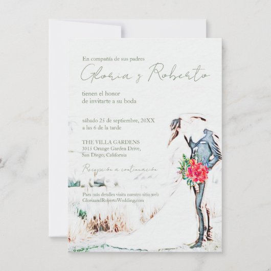 Spanisch, Boda Charro y Novia Rustikale Hochzeit Einladung