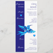 Spanisch, Boho Blue Hummingbirds Mexican Wedding Programm (Vorderseite)