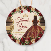 Spanisch Burgund Floral Rustic 15 Años Vielen Dank Geschenkanhänger (Vorderseite)