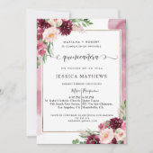 Spanisch, Burgund und Rosa, Quinceañera Einladung (Vorderseite)