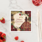 Spanisch Burgundy Floral Rustic Mis Quince Paper Serviette (Beispiel)