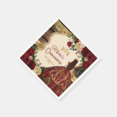 Spanisch Burgundy Floral Rustic Mis Quince Paper Serviette (Ecke)