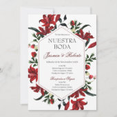 Spanisch Burgundy Floral Wedding Einladung (Vorderseite)