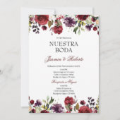 Spanisch Burgundy Floral Wedding Einladung (Vorderseite)