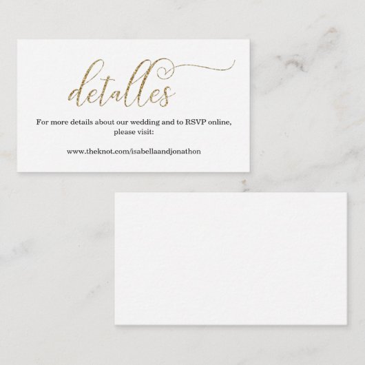 Spanisch Calligraphy Wedding Website Enclosure Car Begleitkarte (Vorne/Hinten)