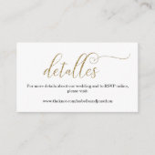 Spanisch Calligraphy Wedding Website Enclosure Car Begleitkarte (Vorderseite)