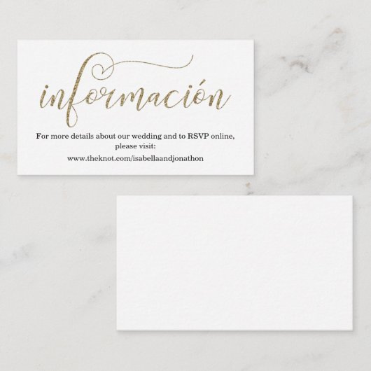 Spanisch Calligraphy Wedding Website Enclosure Car Begleitkarte (Vorne/Hinten)