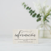 Spanisch Calligraphy Wedding Website Enclosure Car Begleitkarte (Stehend Vorderseite)