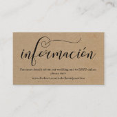Spanisch Calligraphy Wedding Website Enclosure Car Begleitkarte (Vorderseite)