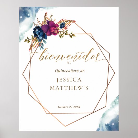 Spanisch, Celestis Quinceañera Begrüßungszeichen Poster (Vorne)