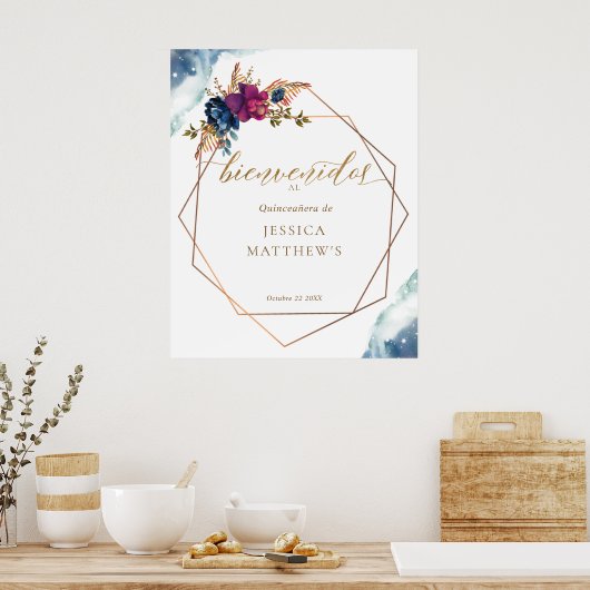 Spanisch, Celestis Quinceañera Begrüßungszeichen Poster (Küche)