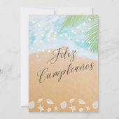 Spanisch Chic Beach Palm Lights 70. Geburtstagspar Einladung (Rückseite)